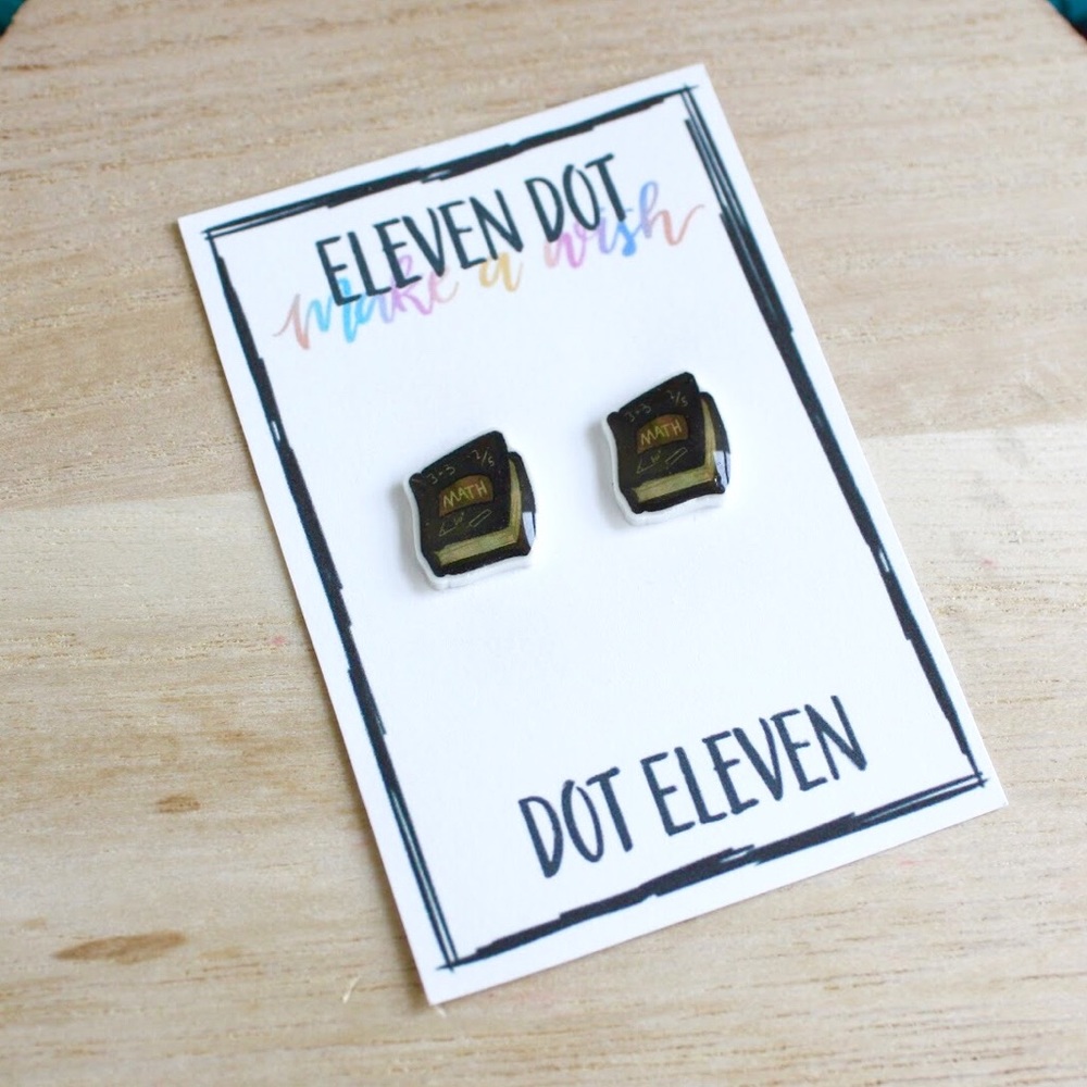 Teacher Reading Math Book Stud Post Earrings